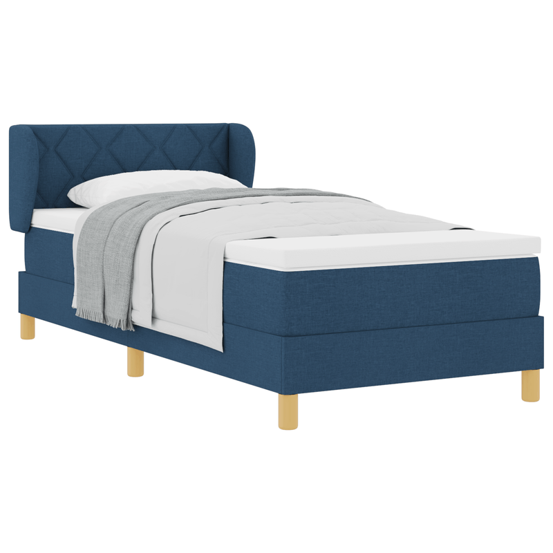 Casa si Gradina - Mobilier - Paturi si accesorii - Paturi - Pat box spring cu saltea, albastru, 100x200 cm, textil - Infinity.ro