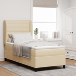 Casa si Gradina - Mobilier - Paturi si accesorii - Paturi - Pat box spring cu saltea, crem, 100x200 cm, textil - Infinity.ro