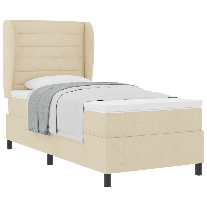 Casa si Gradina - Mobilier - Paturi si accesorii - Paturi - Pat box spring cu saltea, crem, 100x200 cm, textil - Infinity.ro