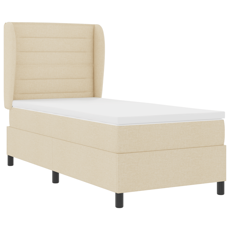 Casa si Gradina - Mobilier - Paturi si accesorii - Paturi - Pat box spring cu saltea, crem, 100x200 cm, textil - Infinity.ro