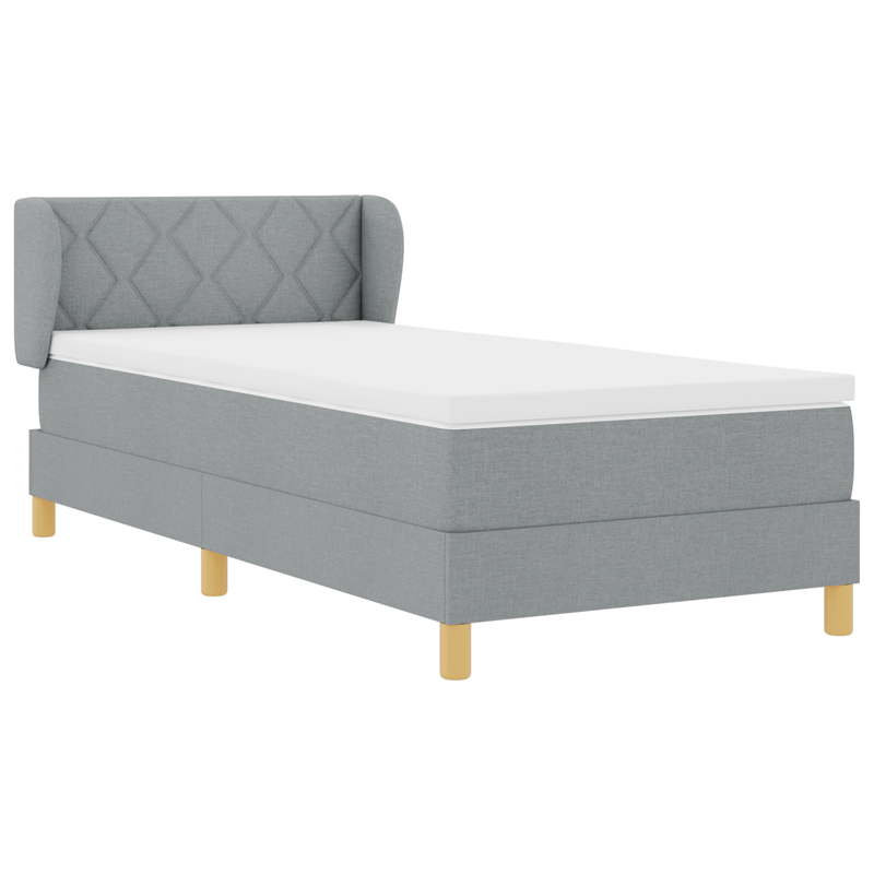 Casa si Gradina - Mobilier - Paturi si accesorii - Paturi - Pat box spring cu saltea, gri deschis, 90x200 cm, textil - Infinity.ro