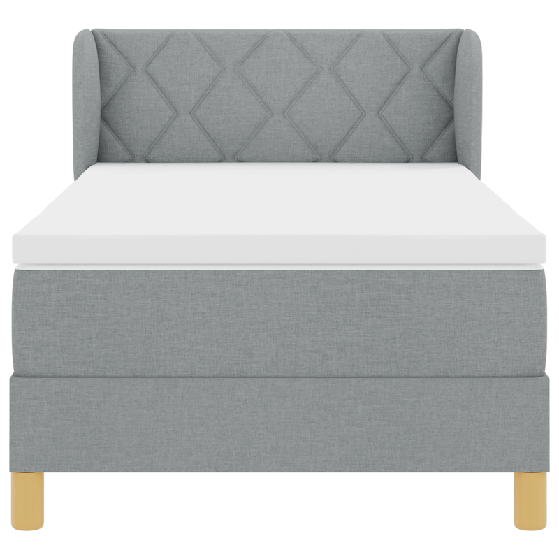 Casa si Gradina - Mobilier - Paturi si accesorii - Paturi - Pat box spring cu saltea, gri deschis, 90x200 cm, textil - Infinity.ro