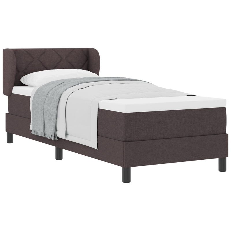 Casa si Gradina - Mobilier - Paturi si accesorii - Paturi - Pat box spring cu saltea, maro inchis, 80x200 cm, textil - Infinity.ro