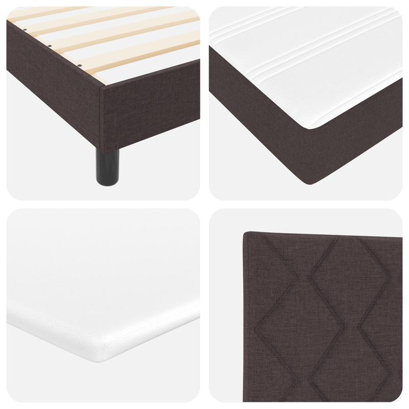 Casa si Gradina - Mobilier - Paturi si accesorii - Paturi - Pat box spring cu saltea, maro inchis, 80x200 cm, textil - Infinity.ro