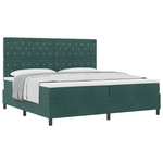 Casa si Gradina - Mobilier - Paturi si accesorii - Paturi - Pat box spring cu saltea, verde inchis, 200x200 cm, catifea - Infinity.ro