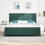 Casa si Gradina - Mobilier - Paturi si accesorii - Paturi - Pat box spring cu saltea, verde inchis, 200x200 cm, catifea - Infinity.ro