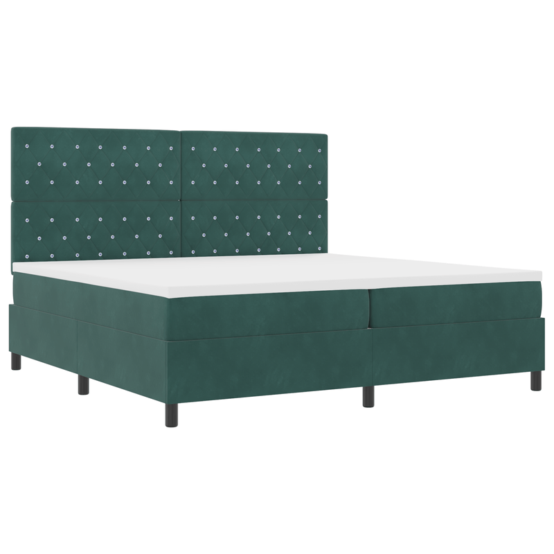 Casa si Gradina - Mobilier - Paturi si accesorii - Paturi - Pat box spring cu saltea, verde inchis, 200x200 cm, catifea - Infinity.ro