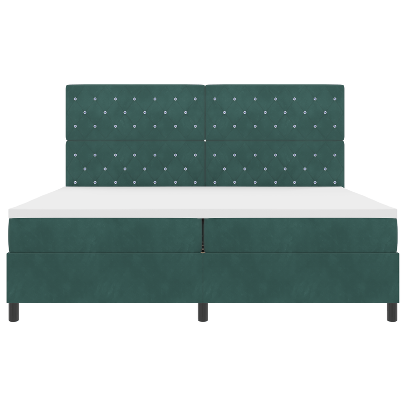 Casa si Gradina - Mobilier - Paturi si accesorii - Paturi - Pat box spring cu saltea, verde inchis, 200x200 cm, catifea - Infinity.ro