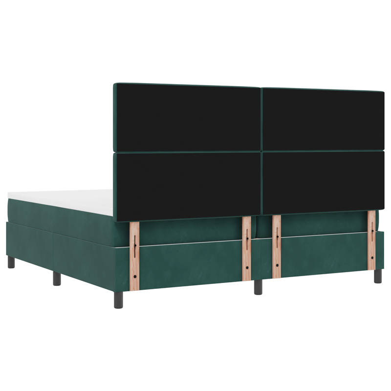 Casa si Gradina - Mobilier - Paturi si accesorii - Paturi - Pat box spring cu saltea, verde inchis, 200x200 cm, catifea - Infinity.ro