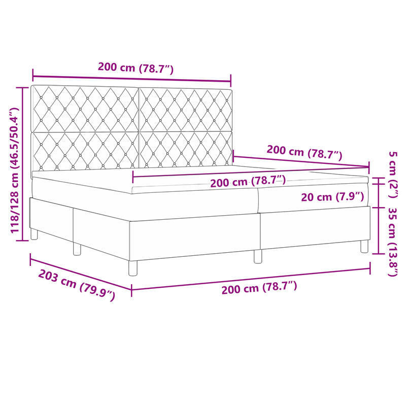 Casa si Gradina - Mobilier - Paturi si accesorii - Paturi - Pat box spring cu saltea, verde inchis, 200x200 cm, catifea - Infinity.ro