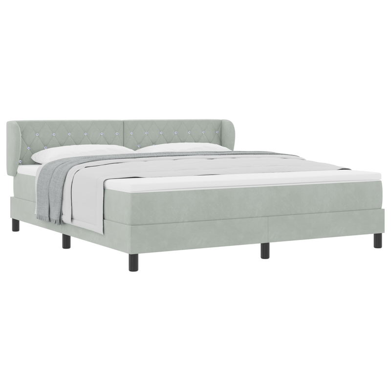 Casa si Gradina - Mobilier - Paturi si accesorii - Paturi - Pat Box Spring  cu Saltea Gri deschis 180x200 cm Catifea - Infinity.ro
