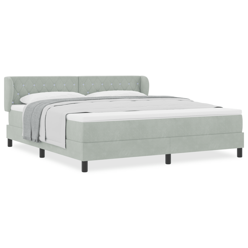 Casa si Gradina - Mobilier - Paturi si accesorii - Paturi - Pat Box Spring  cu Saltea Gri deschis 180x200 cm Catifea - Infinity.ro