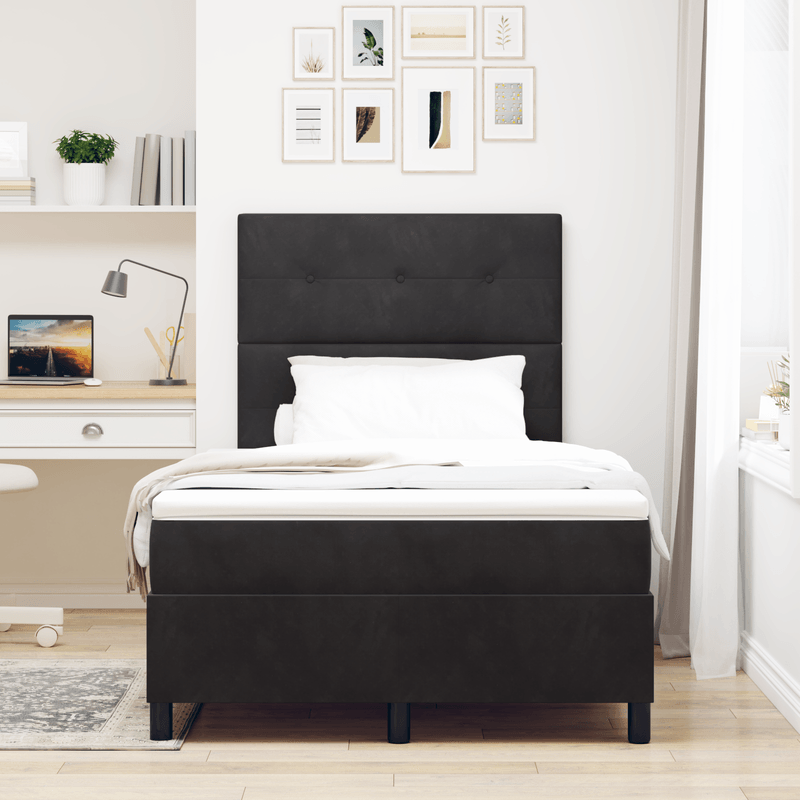 Casa si Gradina - Mobilier - Paturi si accesorii - Paturi - Pat box spring cu saltea, negru, 120x200 cm, catifea - Infinity.ro