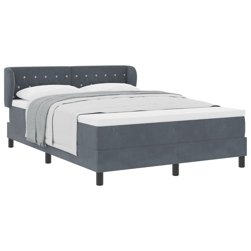 Casa si Gradina - Mobilier - Paturi si accesorii - Paturi - Pat box spring cu saltea, gri inchis, 140x200 cm, catifea - Infinity.ro