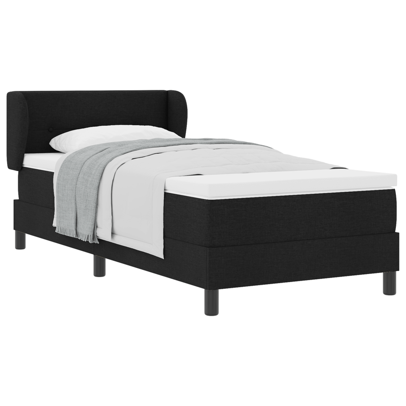 Casa si Gradina - Mobilier - Paturi si accesorii - Paturi - Pat cu saltea si arcuri, Negru, 90x190 cm, Tesatura - Infinity.ro