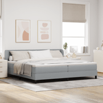 Casa si Gradina - Mobilier - Paturi si accesorii - Paturi - Pat box spring cu saltea, gri deschis, 200x200 cm, textil - Infinity.ro