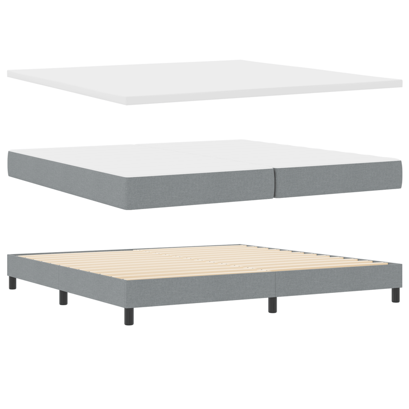 Casa si Gradina - Mobilier - Paturi si accesorii - Paturi - Pat box spring cu saltea, gri deschis, 200x200 cm, textil - Infinity.ro