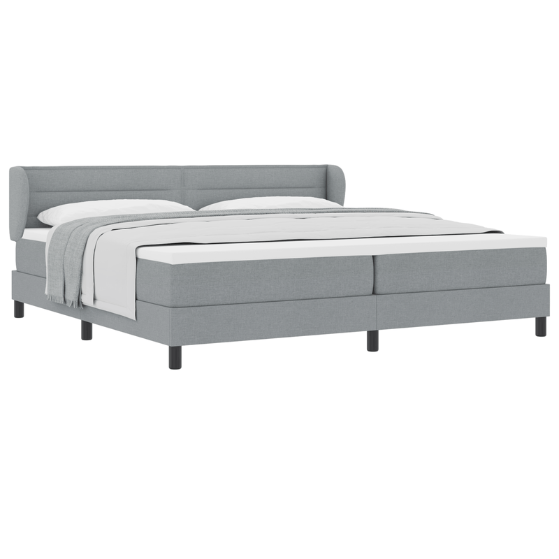 Casa si Gradina - Mobilier - Paturi si accesorii - Paturi - Pat box spring cu saltea, gri deschis, 200x200 cm, textil - Infinity.ro