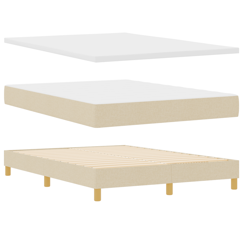 Casa si Gradina - Mobilier - Paturi si accesorii - Paturi - Pat box spring cu saltea, crem, 160x200 cm, textil - Infinity.ro