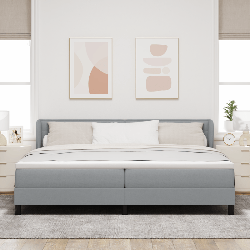 Casa si Gradina - Mobilier - Paturi si accesorii - Paturi - Pat box spring cu saltea, gri deschis, 200x200 cm, textil - Infinity.ro