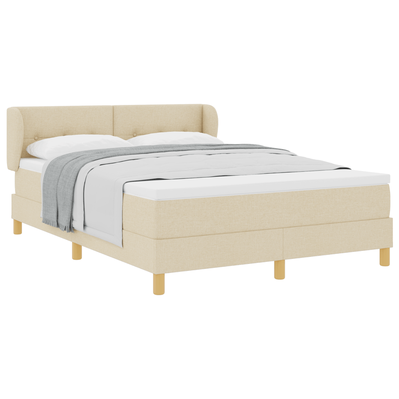 Casa si Gradina - Mobilier - Paturi si accesorii - Paturi - Pat box spring cu saltea, crem, 160x200 cm, textil - Infinity.ro
