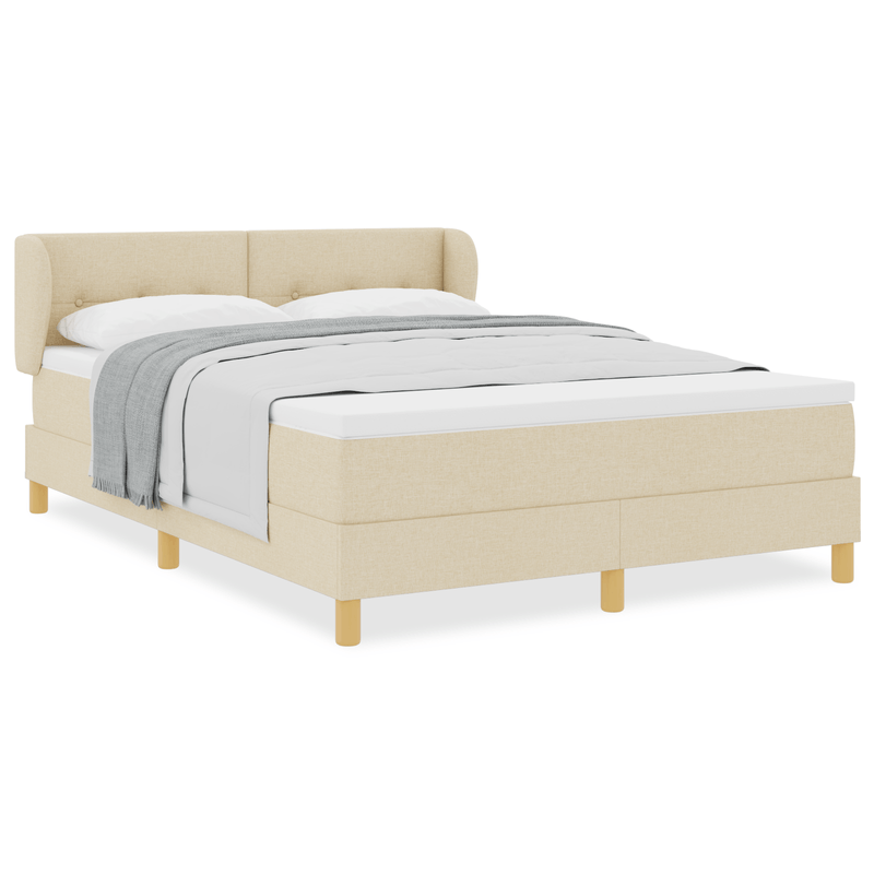 Casa si Gradina - Mobilier - Paturi si accesorii - Paturi - Pat box spring cu saltea, crem, 160x200 cm, textil - Infinity.ro