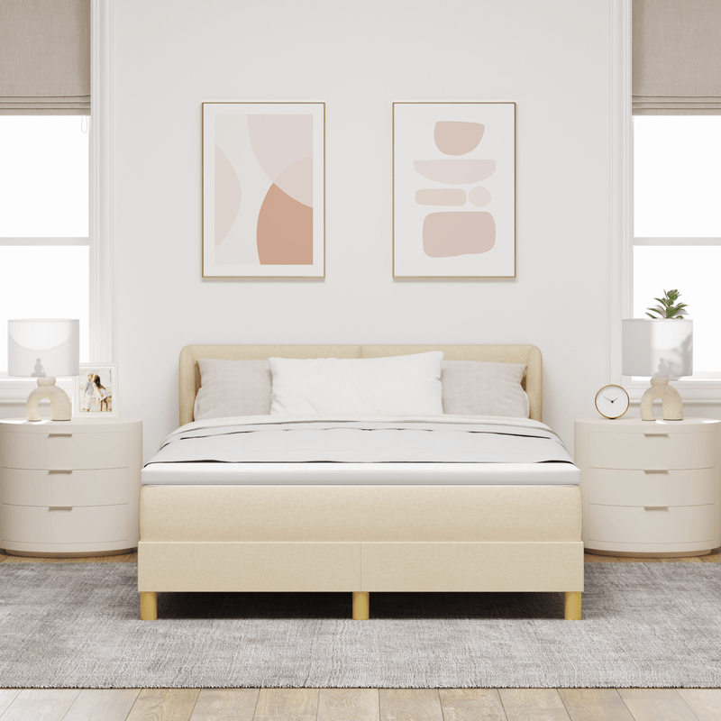 Casa si Gradina - Mobilier - Paturi si accesorii - Paturi - Pat box spring cu saltea, crem, 160x200 cm, textil - Infinity.ro