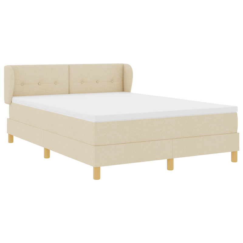 Casa si Gradina - Mobilier - Paturi si accesorii - Paturi - Pat box spring cu saltea, crem, 160x200 cm, textil - Infinity.ro