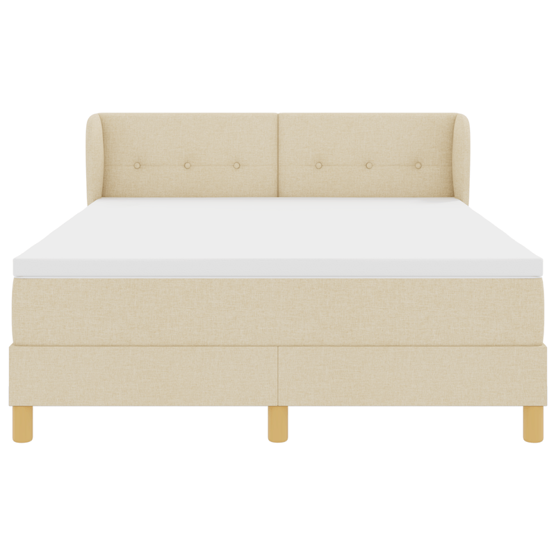 Casa si Gradina - Mobilier - Paturi si accesorii - Paturi - Pat box spring cu saltea, crem, 160x200 cm, textil - Infinity.ro