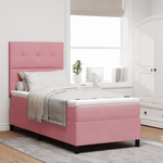 Casa si Gradina - Mobilier - Paturi si accesorii - Paturi - Pat box spring cu saltea, roz, 100x200 cm, catifea - Infinity.ro