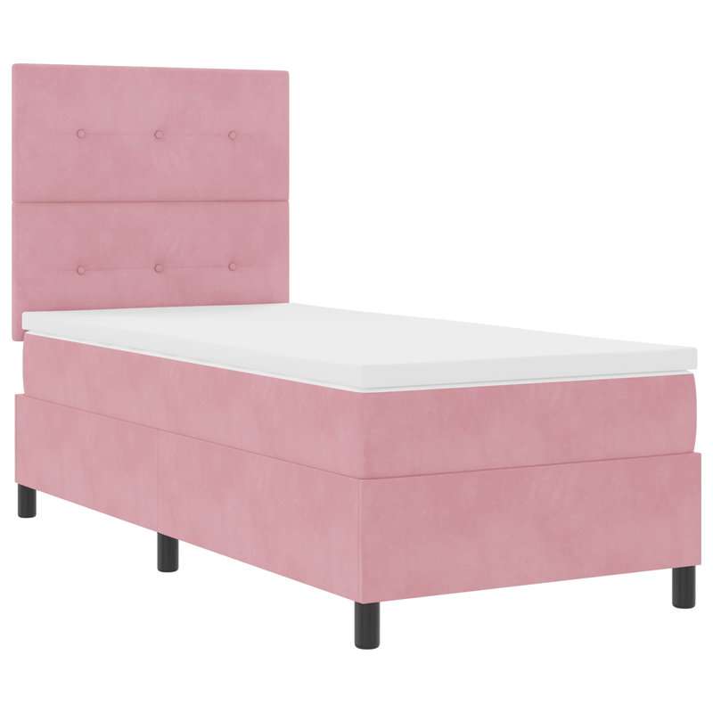 Casa si Gradina - Mobilier - Paturi si accesorii - Paturi - Pat box spring cu saltea, roz, 100x200 cm, catifea - Infinity.ro