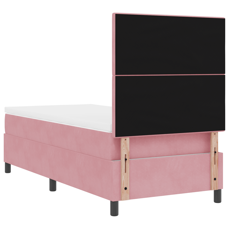 Casa si Gradina - Mobilier - Paturi si accesorii - Paturi - Pat box spring cu saltea, roz, 100x200 cm, catifea - Infinity.ro