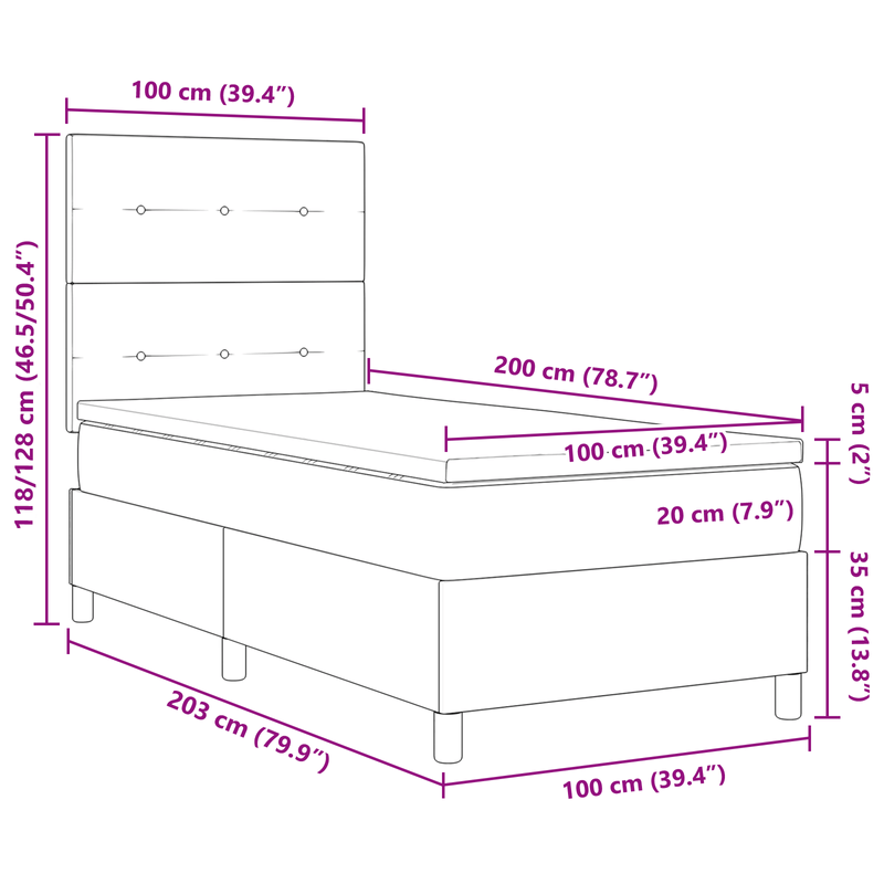 Casa si Gradina - Mobilier - Paturi si accesorii - Paturi - Pat box spring cu saltea, roz, 100x200 cm, catifea - Infinity.ro