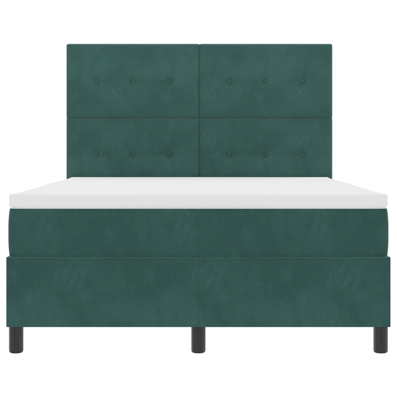 Casa si Gradina - Mobilier - Paturi si accesorii - Paturi - Pat box spring cu saltea, verde inchis, 140x190 cm, catifea - Infinity.ro