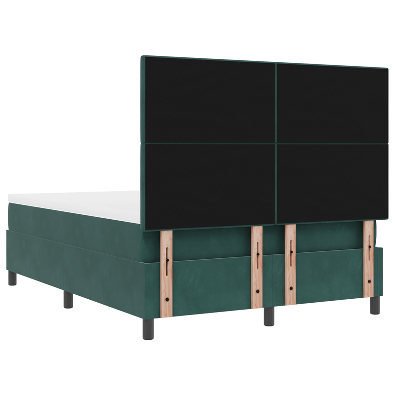 Casa si Gradina - Mobilier - Paturi si accesorii - Paturi - Pat box spring cu saltea, verde inchis, 140x190 cm, catifea - Infinity.ro