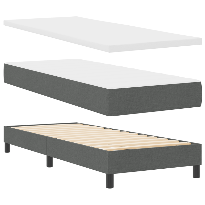 Casa si Gradina - Mobilier - Paturi si accesorii - Paturi - Pat cu saltea Box Spring  Gri inchis 80x200 cm Textil - Infinity.ro