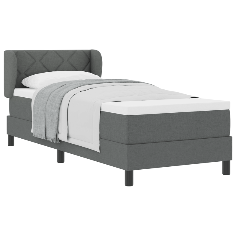 Casa si Gradina - Mobilier - Paturi si accesorii - Paturi - Pat cu saltea Box Spring  Gri inchis 80x200 cm Textil - Infinity.ro