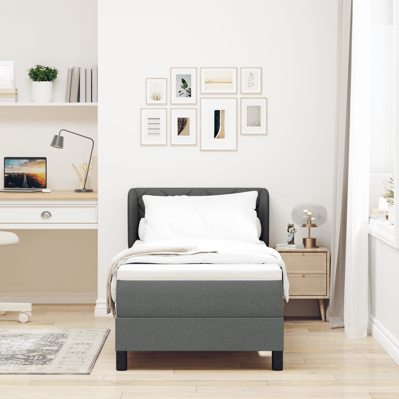 Casa si Gradina - Mobilier - Paturi si accesorii - Paturi - Pat cu saltea Box Spring  Gri inchis 80x200 cm Textil - Infinity.ro