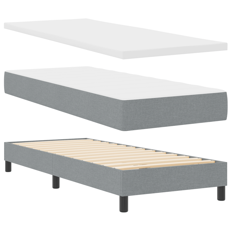 Casa si Gradina - Mobilier - Paturi si accesorii - Paturi - Pat box spring cu saltea, gri deschis, 80x200 cm, textil - Infinity.ro