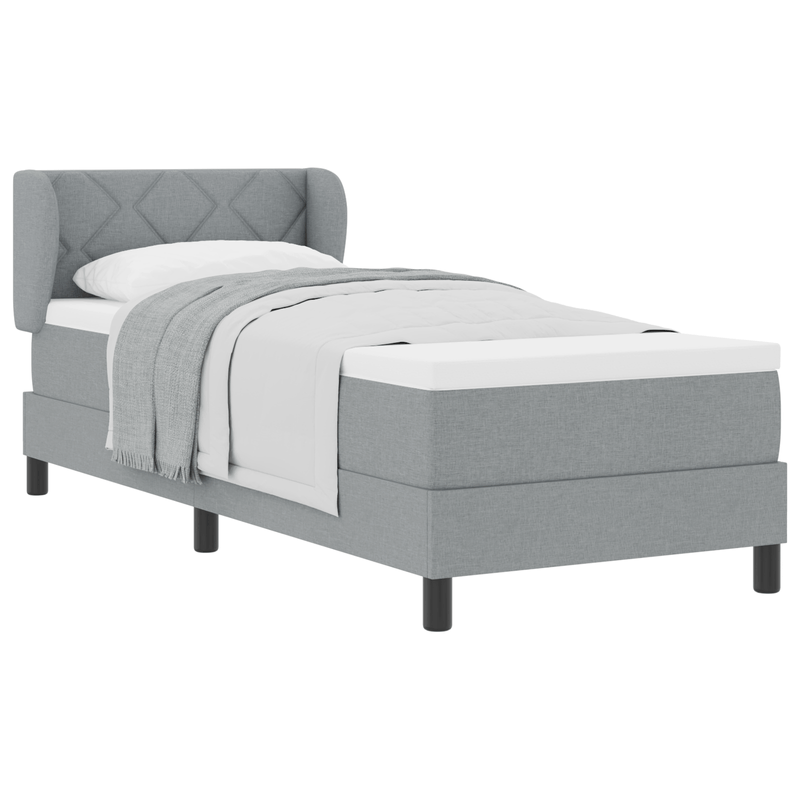 Casa si Gradina - Mobilier - Paturi si accesorii - Paturi - Pat box spring cu saltea, gri deschis, 80x200 cm, textil - Infinity.ro
