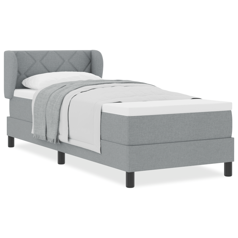 Casa si Gradina - Mobilier - Paturi si accesorii - Paturi - Pat box spring cu saltea, gri deschis, 80x200 cm, textil - Infinity.ro