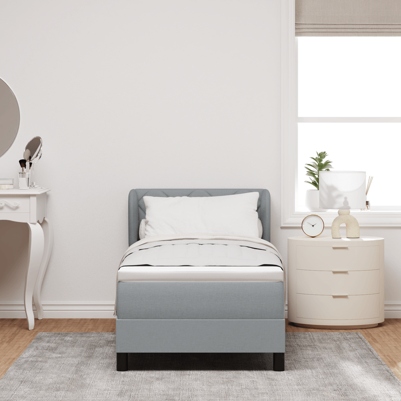 Casa si Gradina - Mobilier - Paturi si accesorii - Paturi - Pat box spring cu saltea, gri deschis, 80x200 cm, textil - Infinity.ro