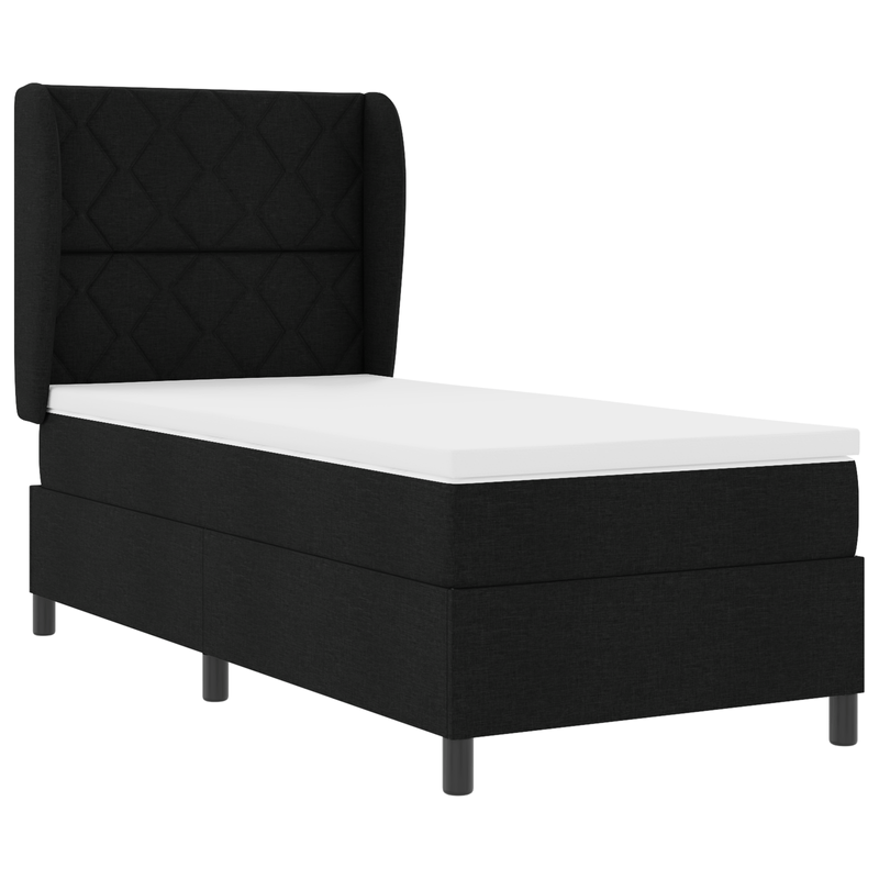 Casa si Gradina - Mobilier - Paturi si accesorii - Paturi - Pat box spring cu saltea, negru, 100x200 cm, textil - Infinity.ro