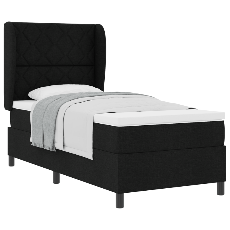 Casa si Gradina - Mobilier - Paturi si accesorii - Paturi - Pat box spring cu saltea, negru, 100x200 cm, textil - Infinity.ro