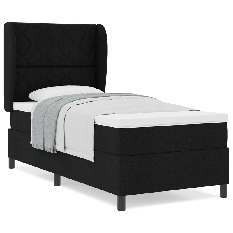 Casa si Gradina - Mobilier - Paturi si accesorii - Paturi - Pat box spring cu saltea, negru, 100x200 cm, textil - Infinity.ro