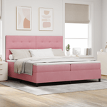 Casa si Gradina - Mobilier - Paturi si accesorii - Paturi - Pat box spring cu saltea, roz, 200x200 cm, catifea - Infinity.ro