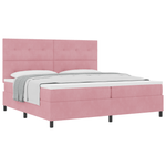 Casa si Gradina - Mobilier - Paturi si accesorii - Paturi - Pat box spring cu saltea, roz, 200x200 cm, catifea - Infinity.ro