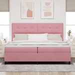 Casa si Gradina - Mobilier - Paturi si accesorii - Paturi - Pat box spring cu saltea, roz, 200x200 cm, catifea - Infinity.ro