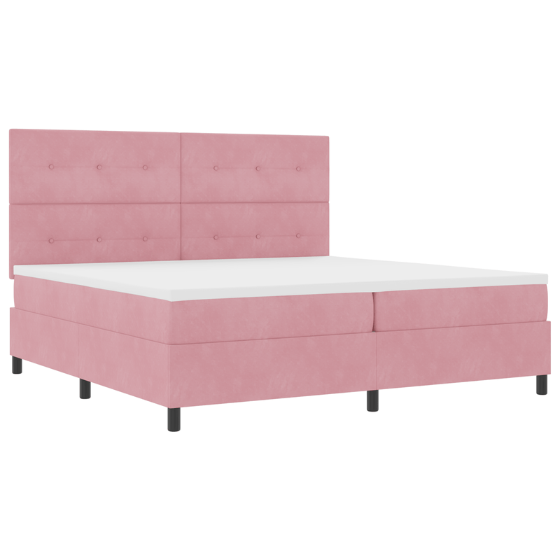 Casa si Gradina - Mobilier - Paturi si accesorii - Paturi - Pat box spring cu saltea, roz, 200x200 cm, catifea - Infinity.ro