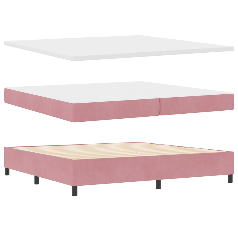 Casa si Gradina - Mobilier - Paturi si accesorii - Paturi - Pat box spring cu saltea, roz, 200x200 cm, catifea - Infinity.ro